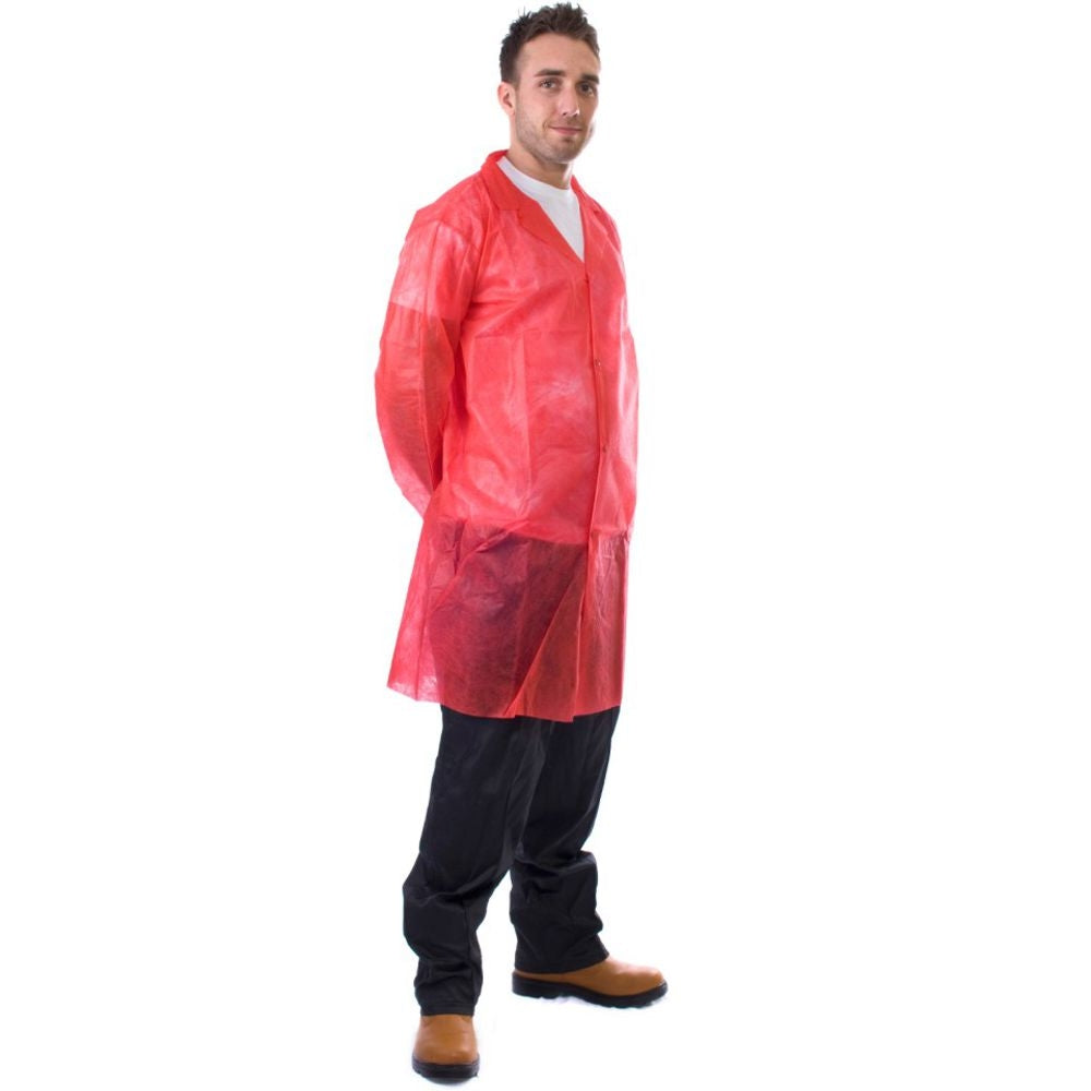 Supertouch Non-Woven Coat with Popper Fastening - Red