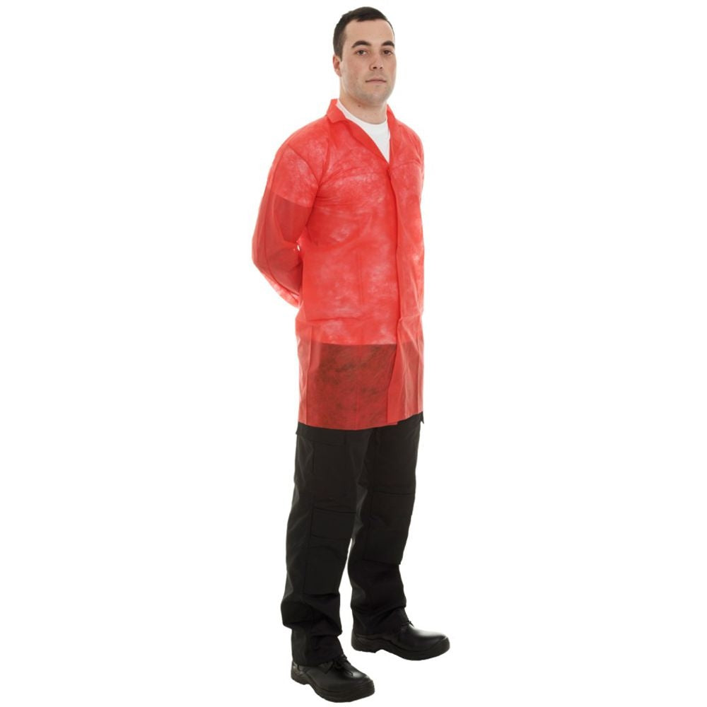 Supertouch Non-Woven Coat with Velcro Fastening - Red