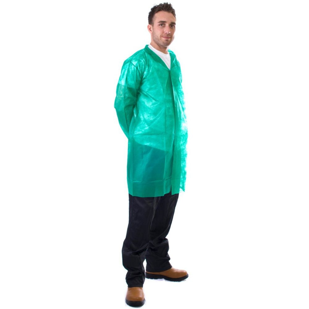 Supertouch Non-Woven Coat with Velcro Fastening - Green