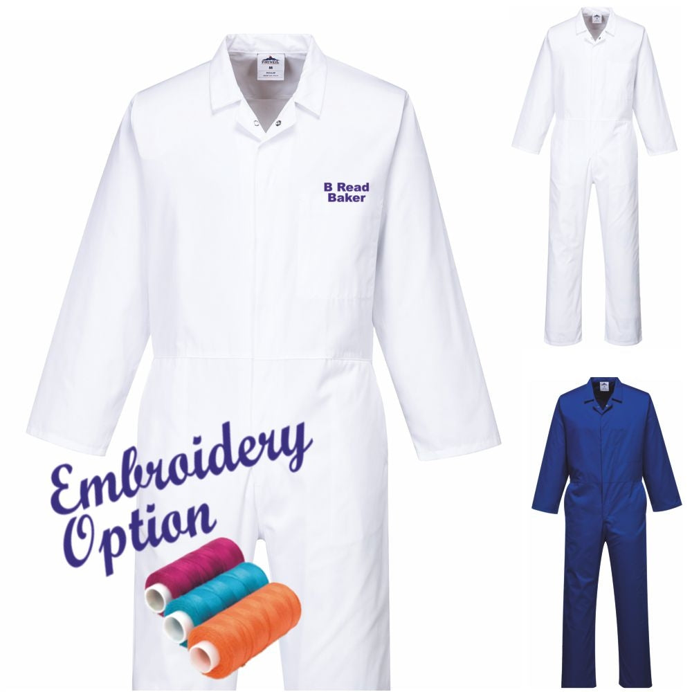 Embroidered Food Coverall - White