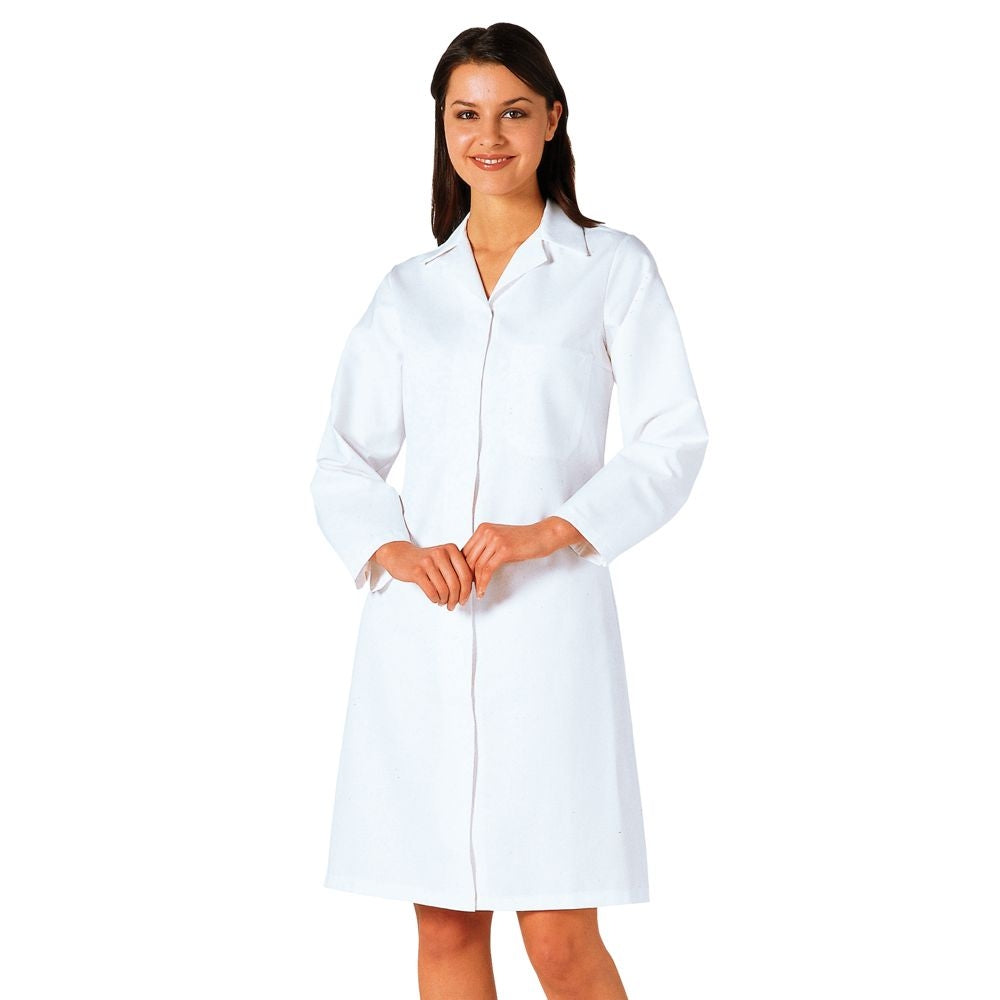 Embroidered Ladies White Food Trade Coat (No External Pockets)