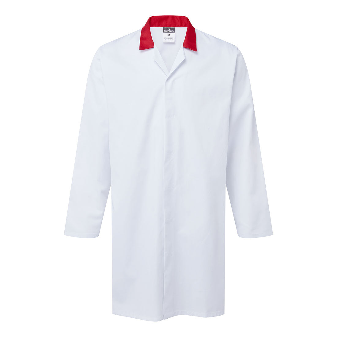 Red Collar Portwest Food Trade Coat with No Internal or External Pockets