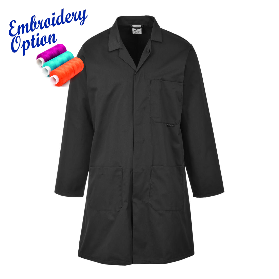 Embroidered Portwest Standard Warehouse / Lab Coat - with Pockets