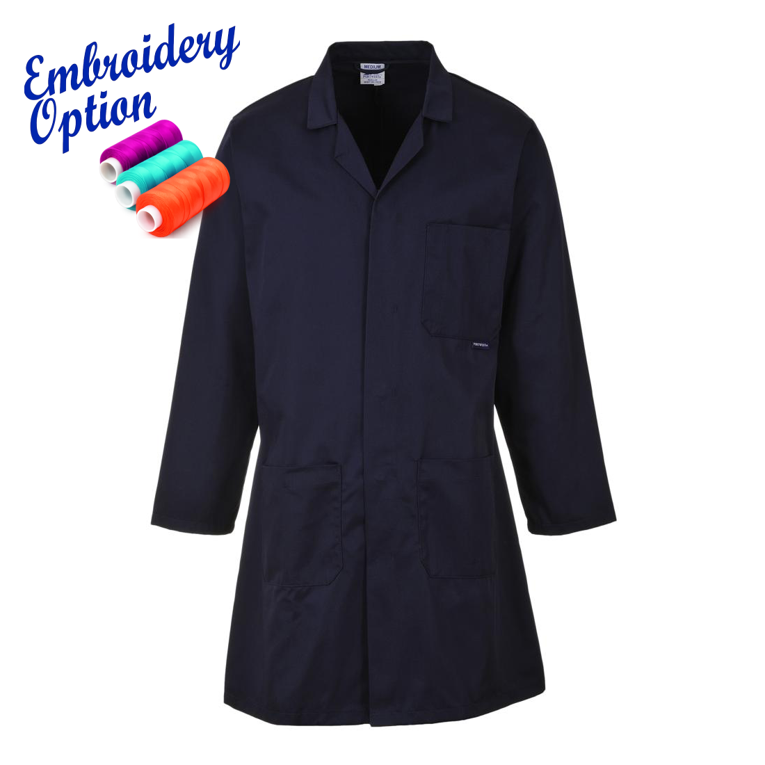 Embroidered Portwest Standard Warehouse / Lab Coat - with Pockets