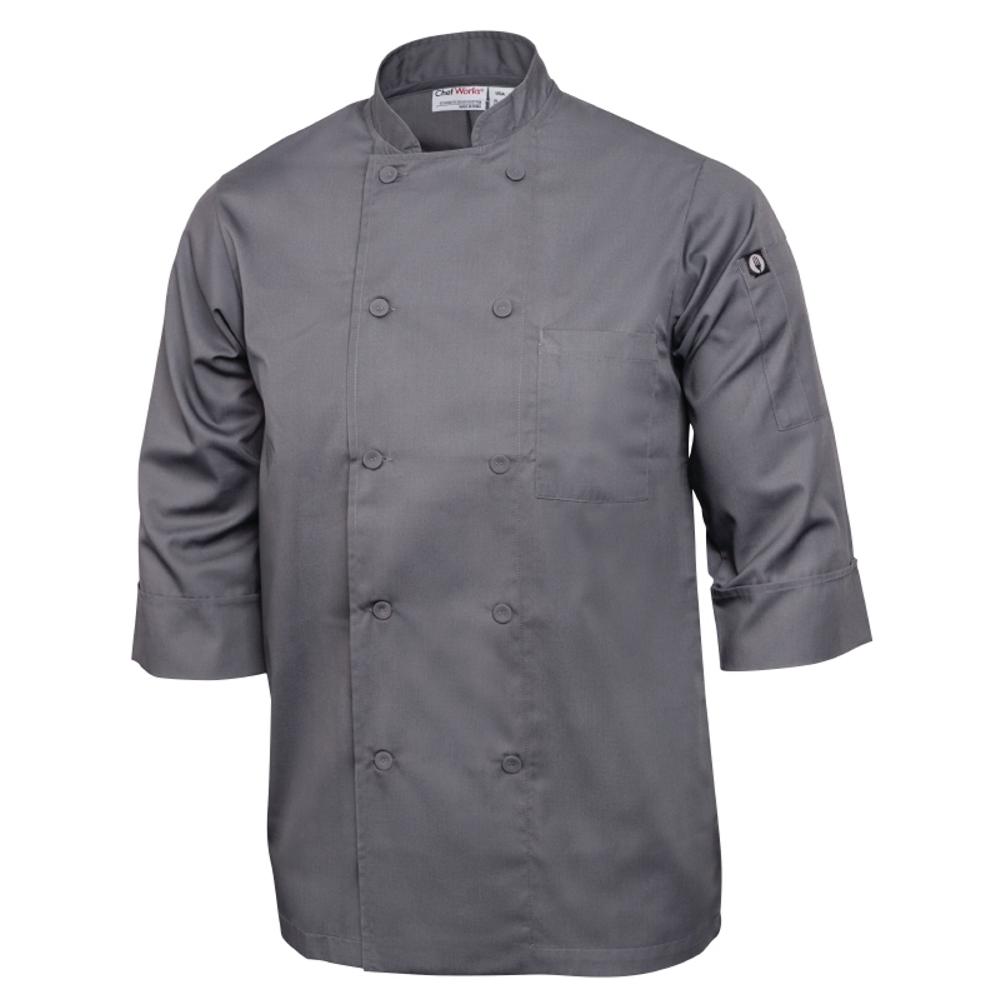 Colour by Chef Works 3/4 Sleeve Chef Jacket - Grey
