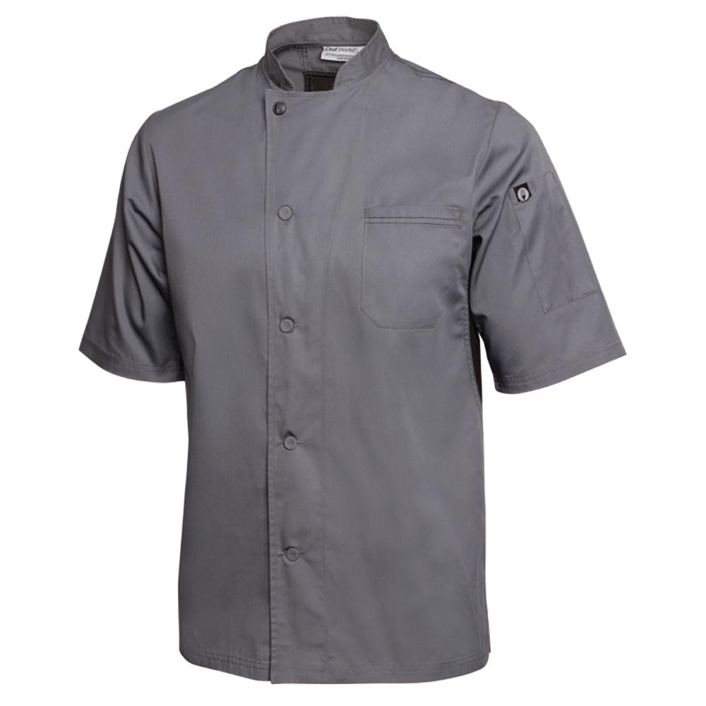 Chef Works Valais Chef Coat - Grey with Black VENTED Panels