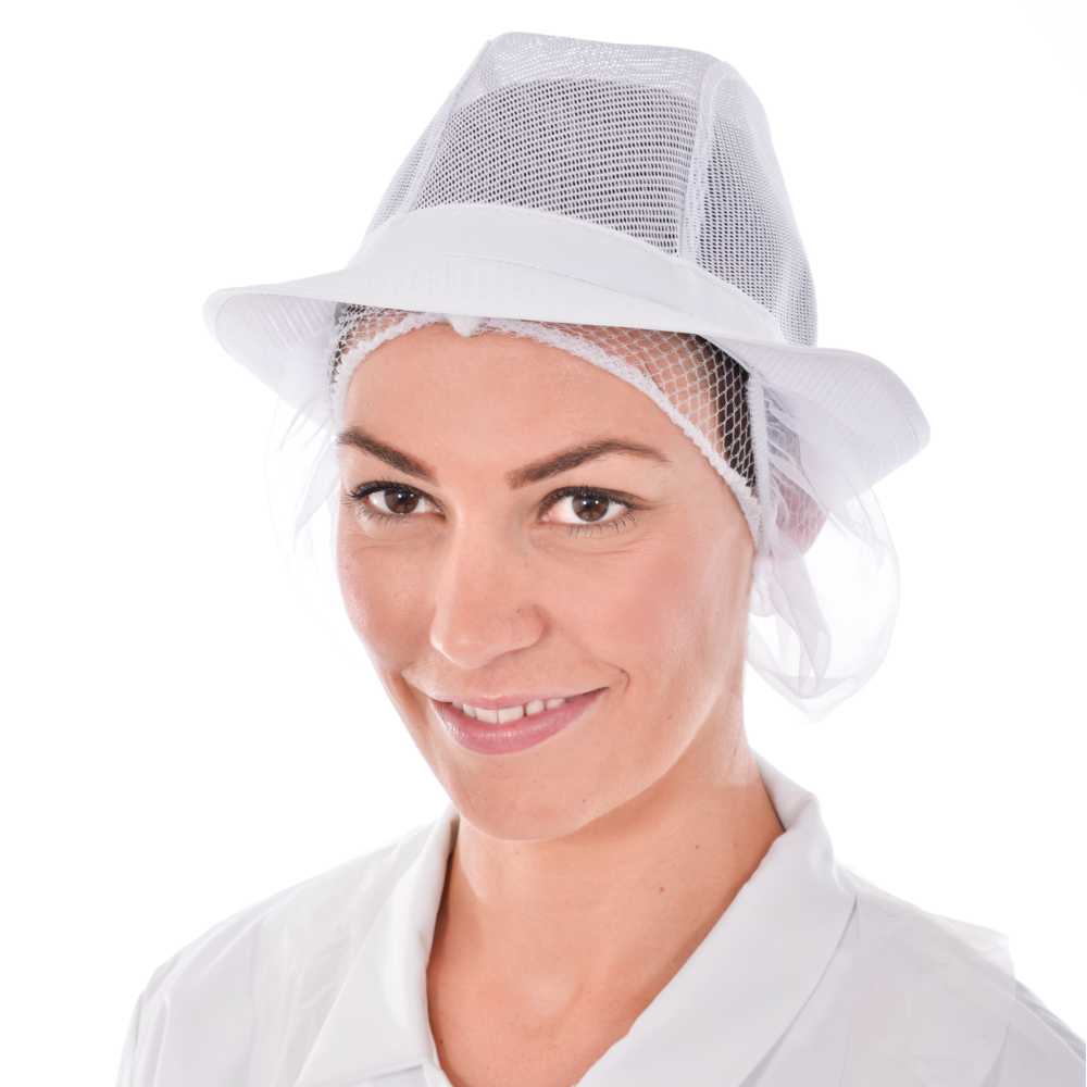 White Trilby with Snood