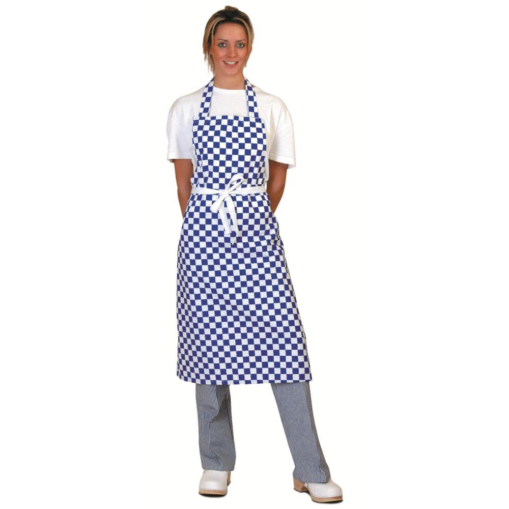 Blue Check Full Length Apron