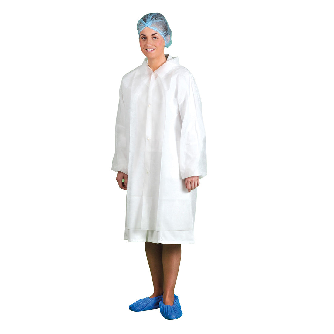 Portwest PK200 White Disposable Visitors Lab Coats Non-Woven Press-Stud Fastening