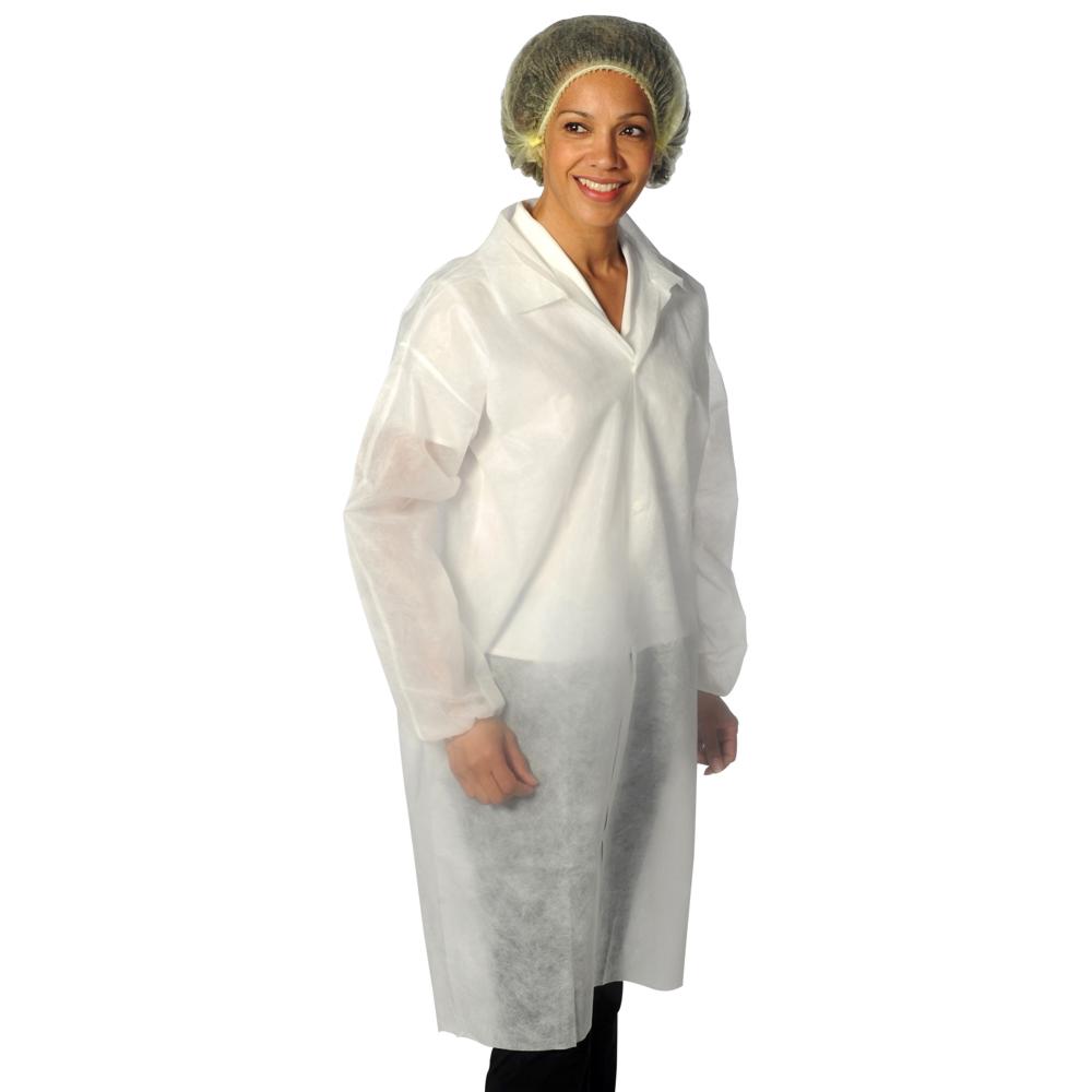 Non-Woven Coat (Velcro Fastening) - White