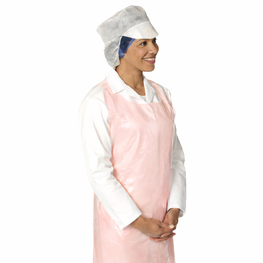 Red/Pink Disposable Polythene Aprons
