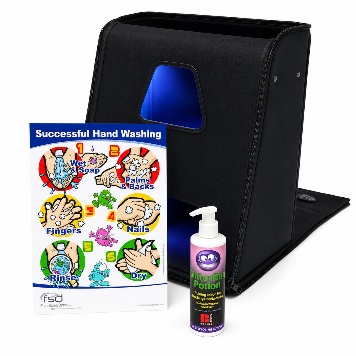 UV GlowBag 110 Hand Hygiene Training Kit with GlitterBug® Potion
