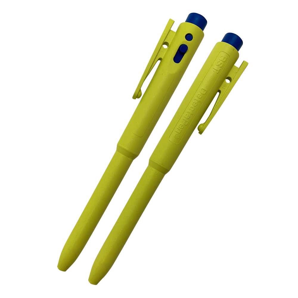 Black Ink Retractable Detecta Pen with Clip in Yellow