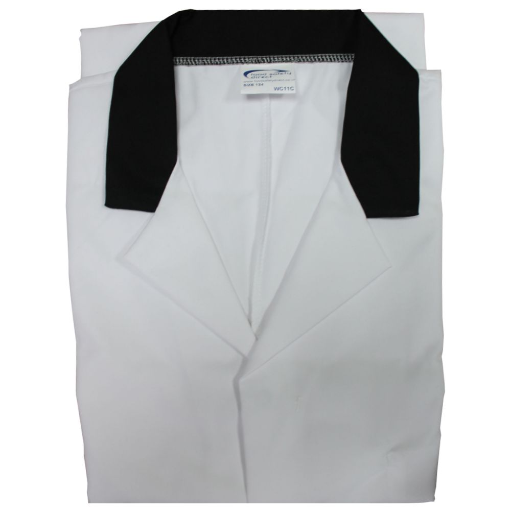 Embroidered Ladies White Lab Coat with Coloured Collar