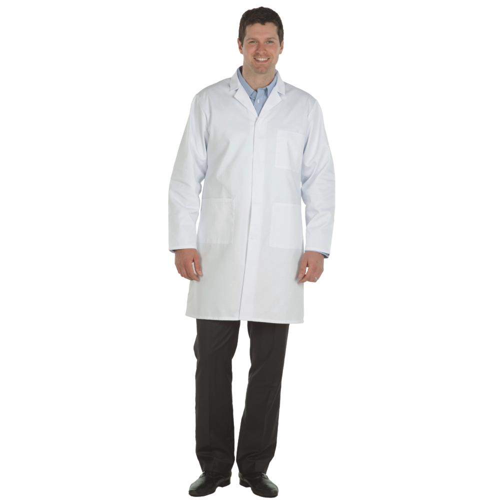 Men's White Lab Coat - 245gm Polyester cotton