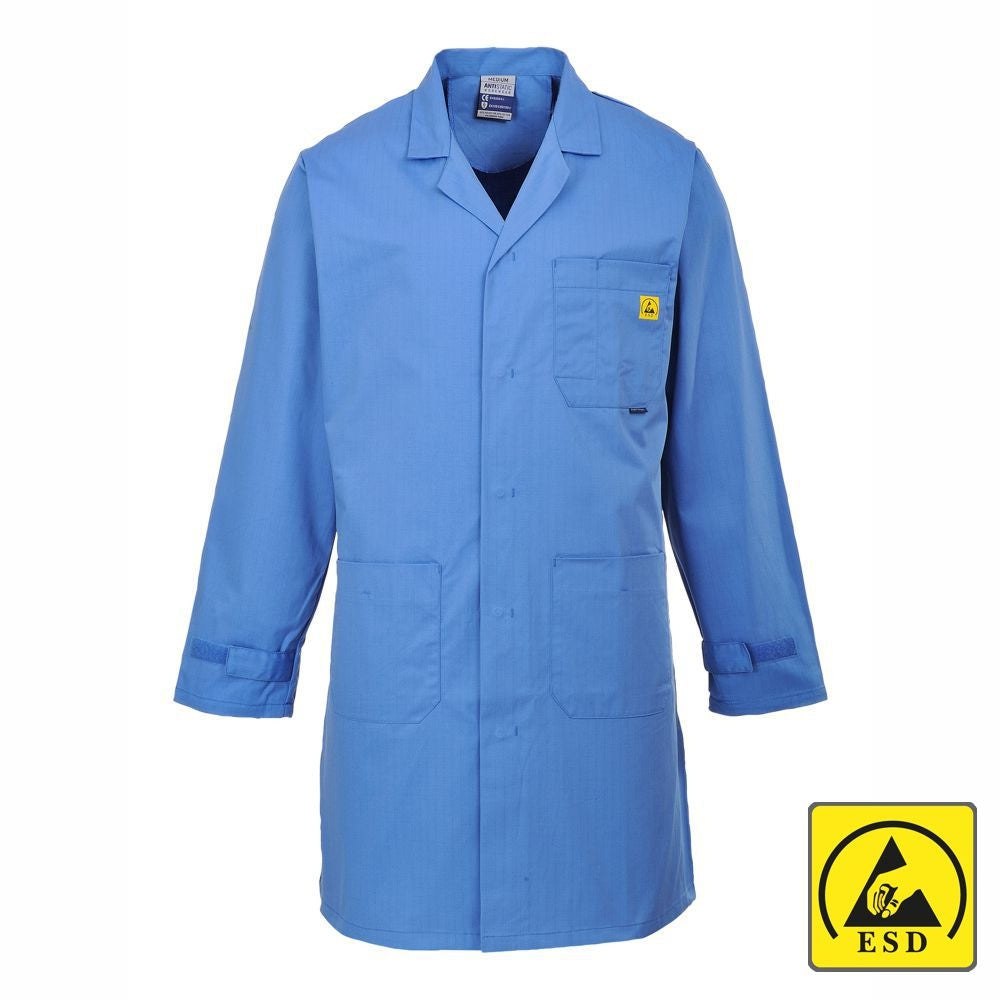 Anti-Static ESD Coat - Hospital Blue