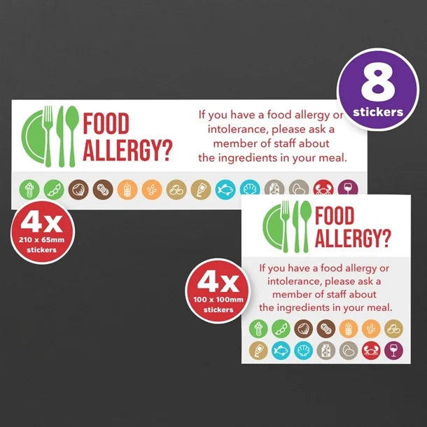 Mileta Allergy Awareness Self Adhesive Vinyl Sticker Pack (8 Pack)