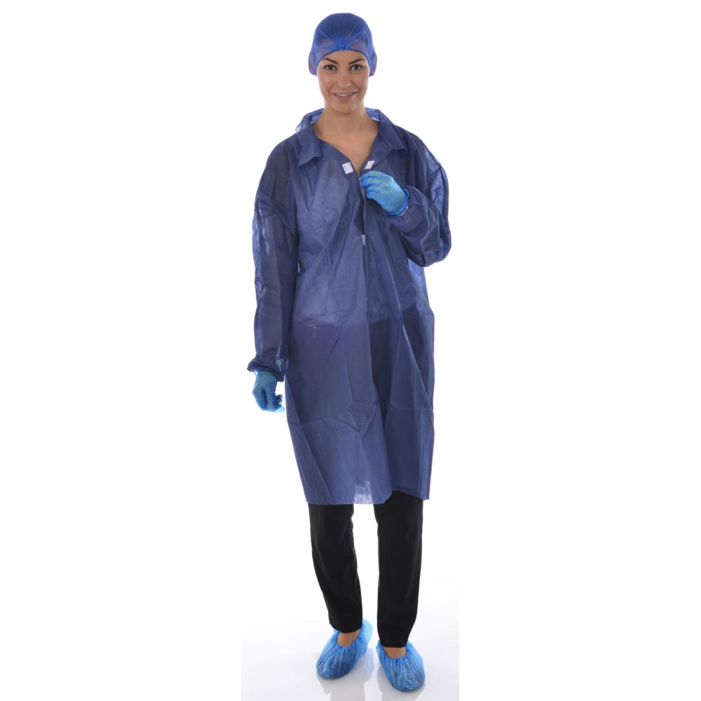 Non-Woven Coat (Velcro Fastening) - Blue