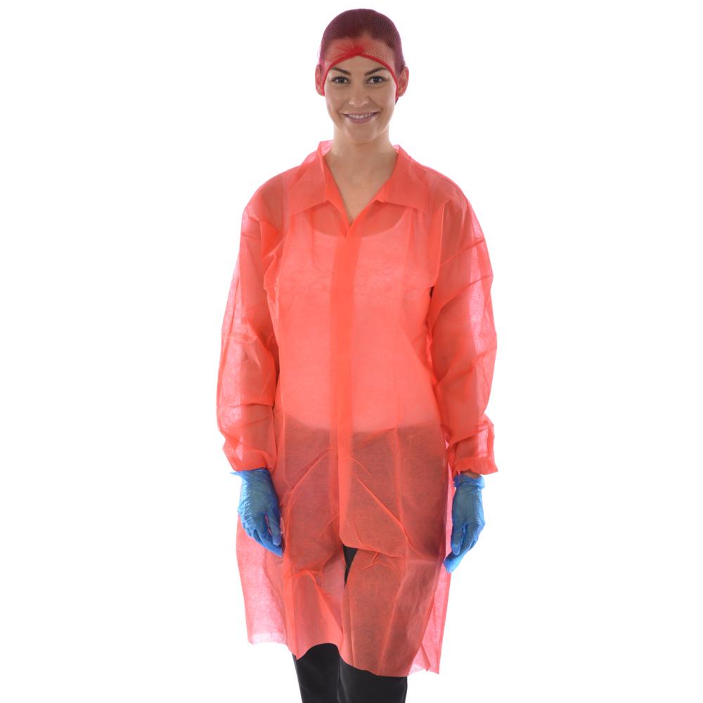 Non-Woven Coat (Velcro Fastening) - Red