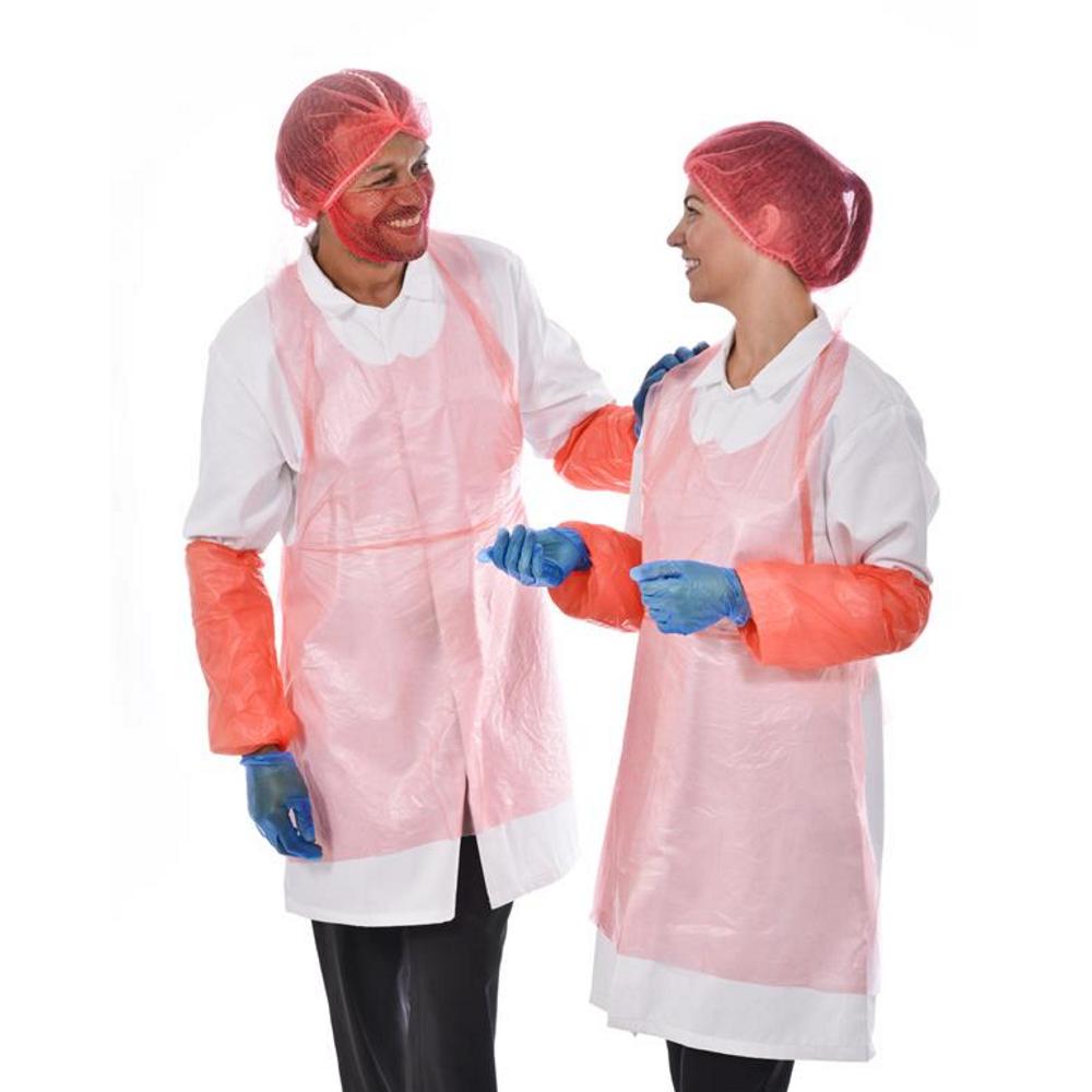 Red/Pink Disposable Polythene Aprons