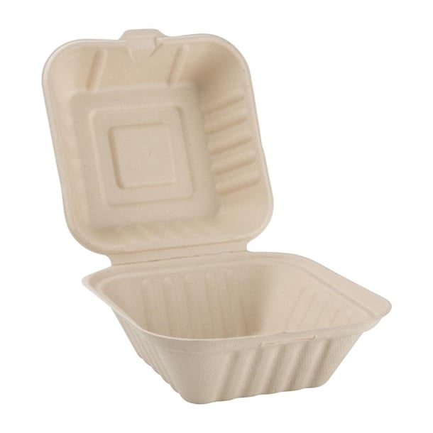 Fiesta Compostable Bagasse Burger Boxes Natural 152mm (500 Pack) - image 2