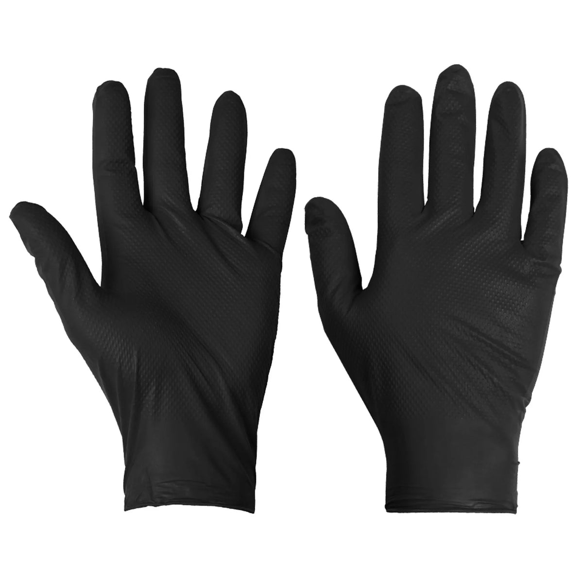Box of x100 Supertouch Black Disposable Nitrile Diamond Grip Gloves
