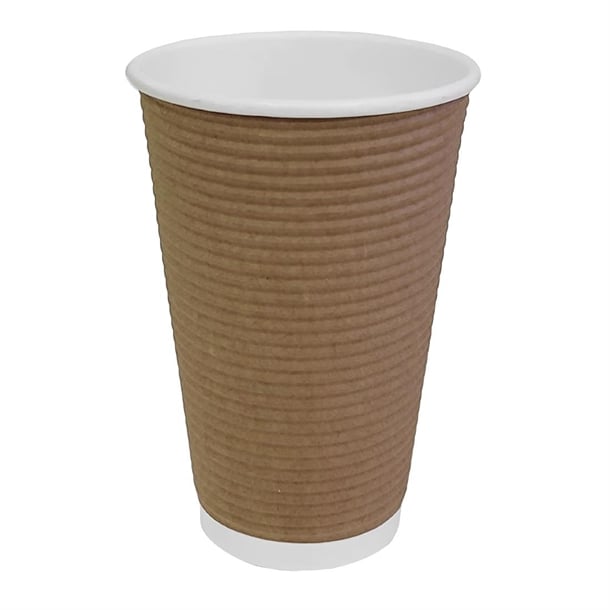 Fiesta Recyclable Coffee Cups Ripple Wall Kraft 455ml / 16oz