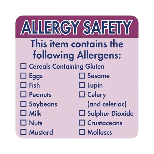Vogue Allergen Food Labels (500 Pack)