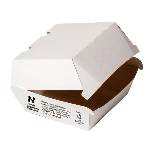 Notpla 5" Clamshell Burger Boxes - White (200 Pack) - image 1