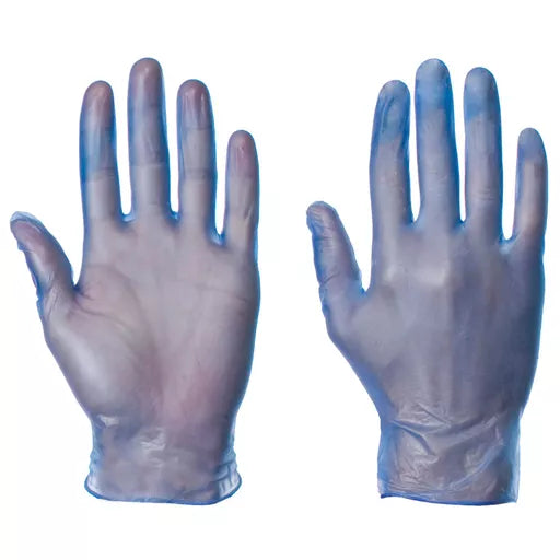 Box of x100 Supertouch Powderfree Blue Vinyl Gloves