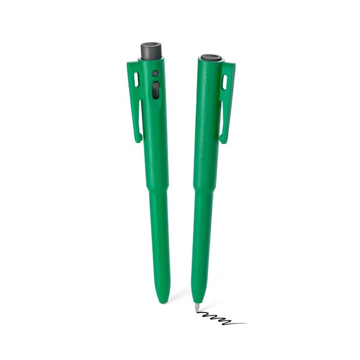 Food Safe Retractable Detectable Pen with Clip in Black Ink / Green Body