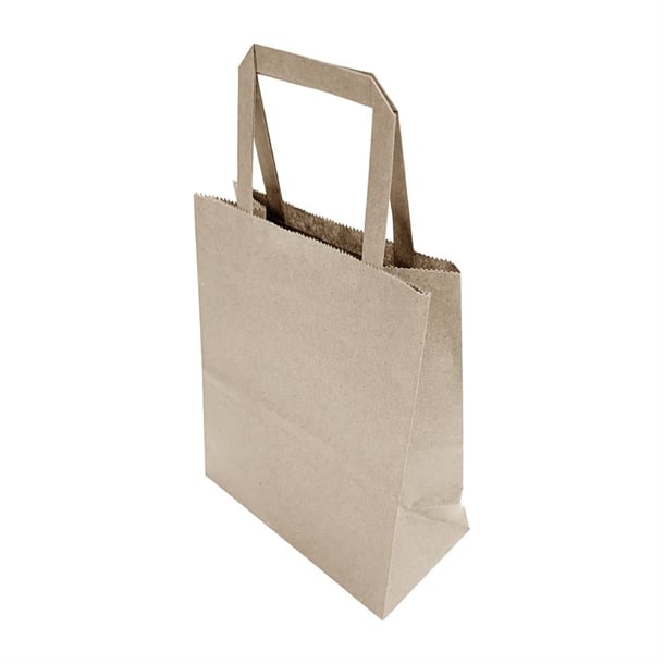 Fiesta Recyclable Flat Handle Paper Bags Brown (250 Pack)