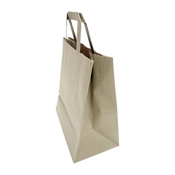 Fiesta Recyclable Flat Handle Paper Bags Brown (250 Pack)