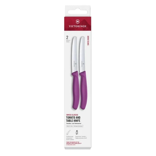 Victorinox Swiss Classic Tomato & Table Knife Wavy Purple 11cm Pack of 2