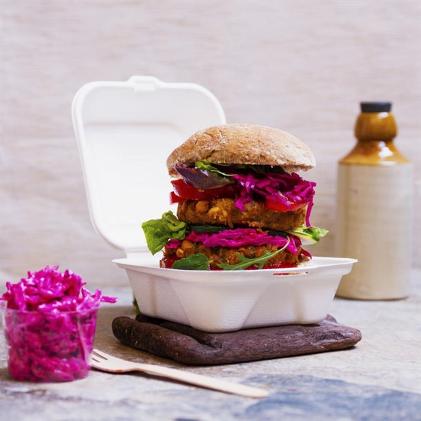 Vegware Nourish Moulded Fibre Burger Boxes 6" (500 Pack) - image 1