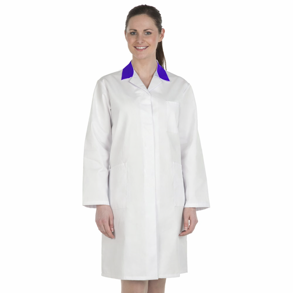 Ladies White Lab Coat with Coloured Collar