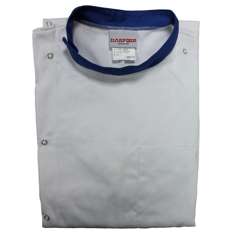 White Howie Lab Coats with Navy Coloured Collar