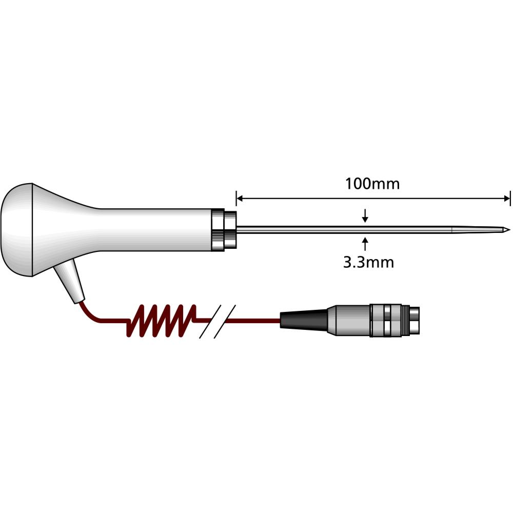 Comark Food Penetration Probe - Type T - Curly Lead (PT24L/C)