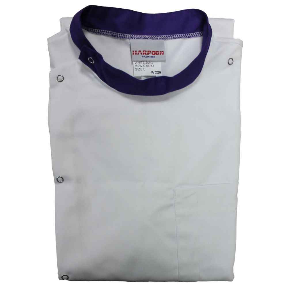 Embroidered White Howie Lab Coats with Coloured Collar