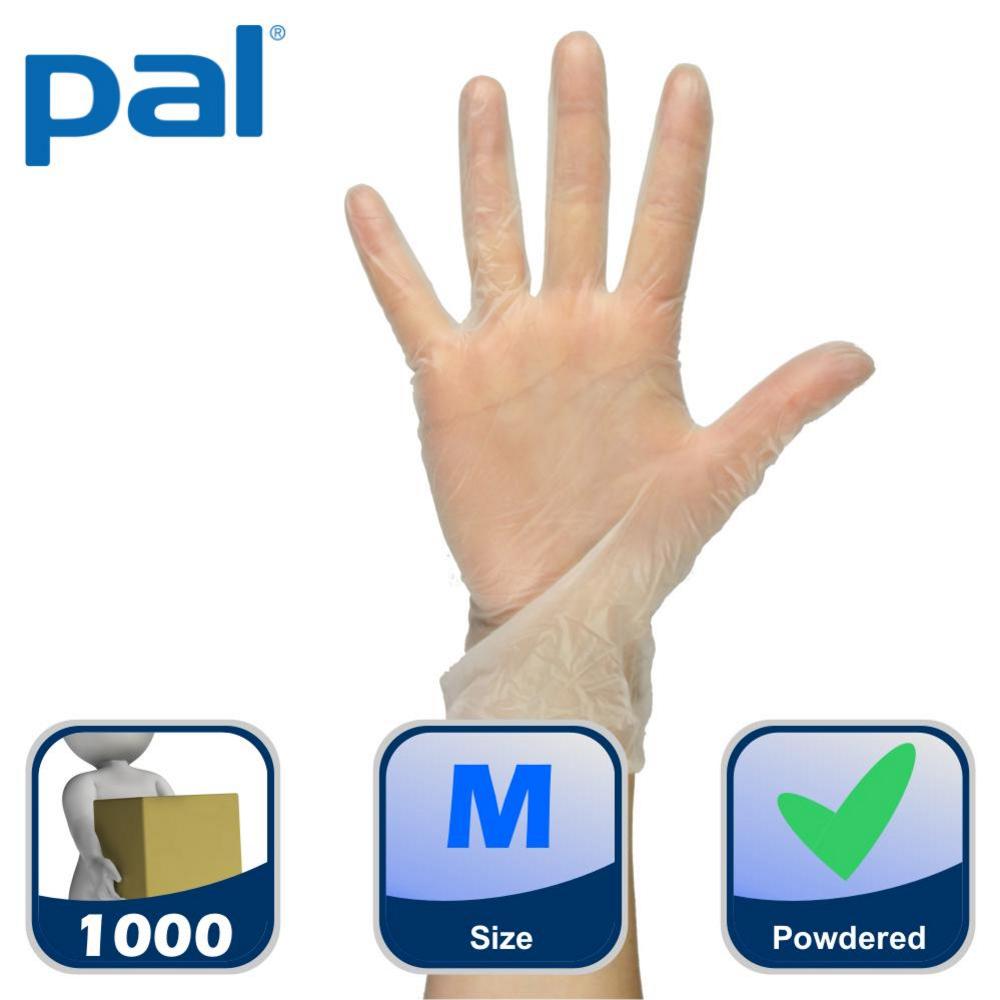 Case of PAL Vinyl Gloves (Powdered) - White - Medium (10 x 100)