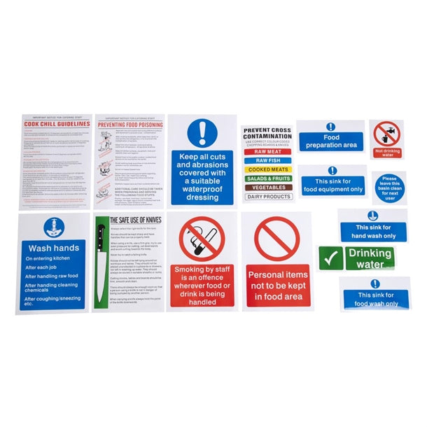 Food Preparation Hygiene & Safety Sign Pack – 15 Self-Adhesive Notices