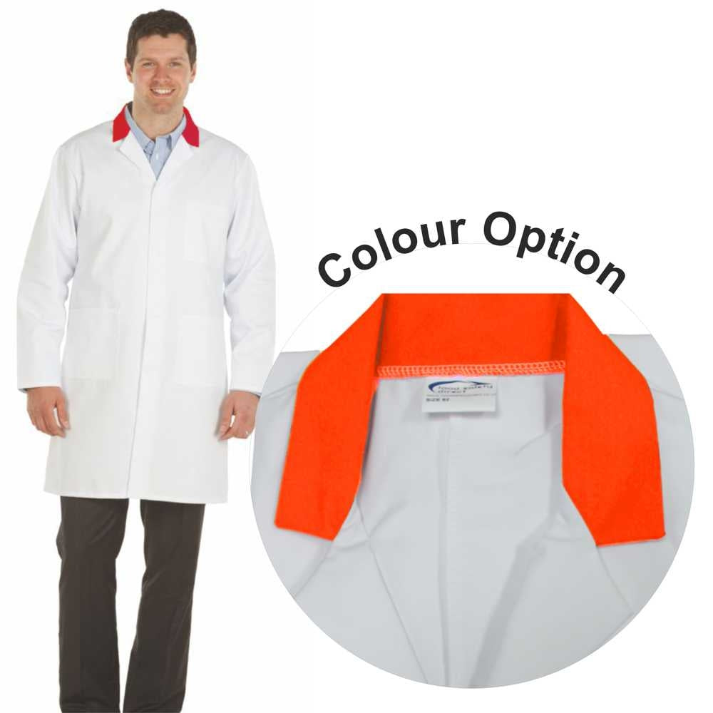 White Lab Coat with Orange Collar - Men's (Unisex)