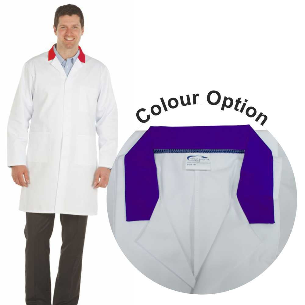 White Lab Coat with Purple Collar - Men's (Unisex)