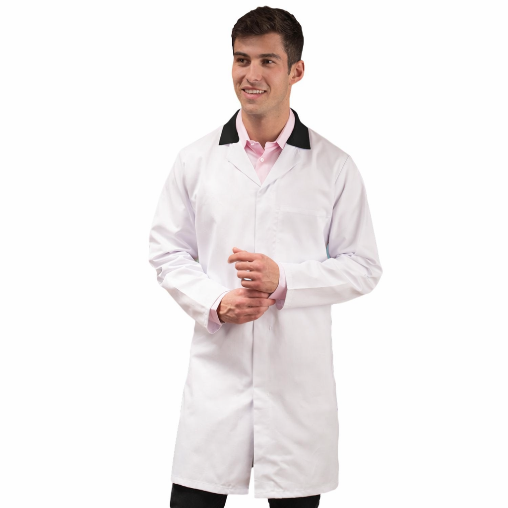 White Food Trade Coat with Black Coloured Collar - Men's (Unisex)