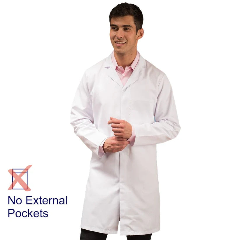 Embroidered White Food Trade Coat (No External Pockets) - Men's (Unisex)