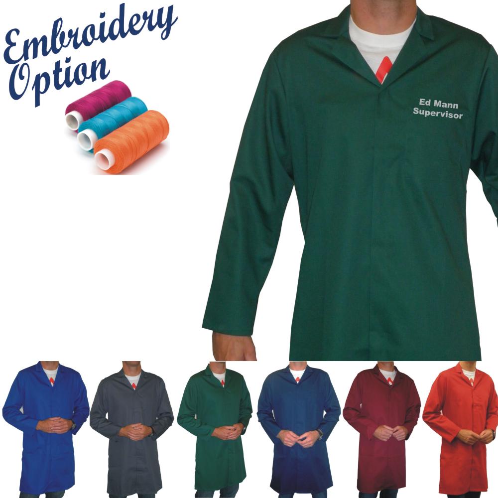 Embroidered Men's (Unisex) Food Trade / Warehouse Coats (No External Pockets)