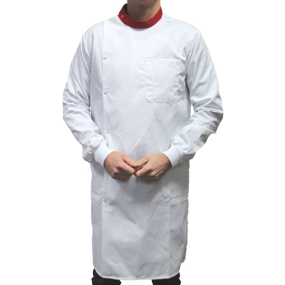 Embroidered White Howie Lab Coats with Coloured Collar