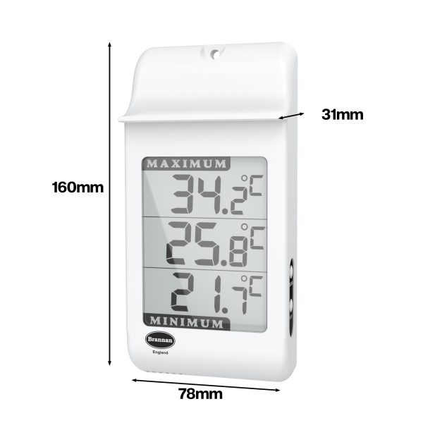 Brannan White Digital Max / Min Greenhouse Thermometer