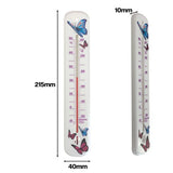 White Wall Thermometer - Flower and Butterfly Design