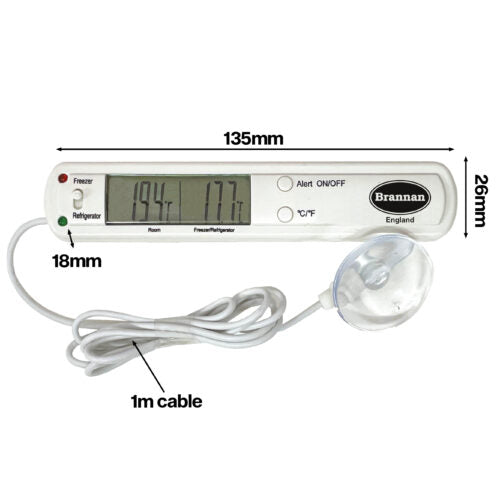 Brannan Digital Fridge / Freezer Thermometer with Alarm